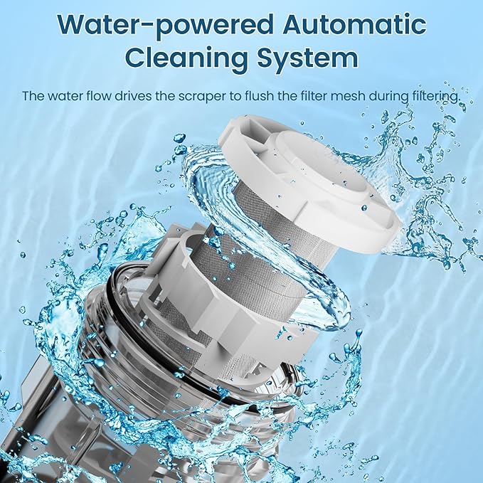 Spin Down Sediment Water Filter,Automatic Flushing,Protect Other Filter Systems and Appliances,40 Micron Flushable Prefilter Filtration (VT-Q700)