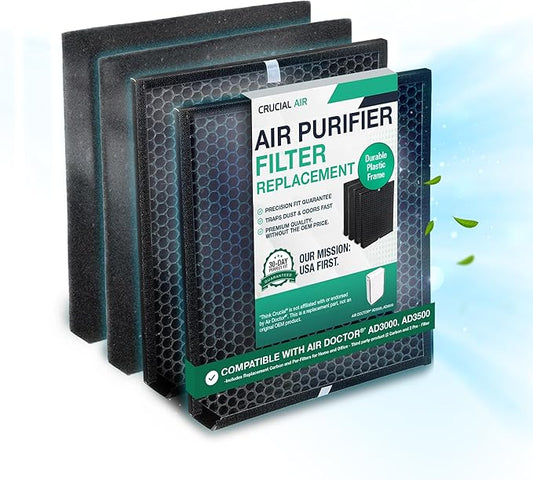 Air Purifier Filter Replacement – Compatible with Air Doctor AD3000 / AD3500 – Includes Replacement Carbon and Per-Filters for Home and Office - Third party-product (2 Carbon and 2 Pre - Filter)