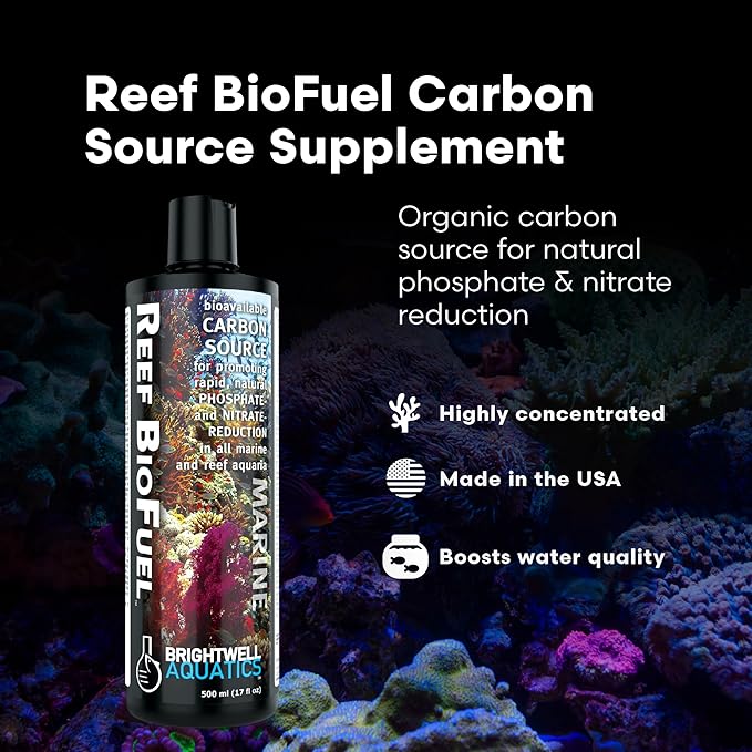 Brightwell Aquatics Reef BioFuel - Organic Carbon Supplement for Marine and Reef Aquariums, Aiding Bacterioplankton Growth That Promotes Rapid Phosphate and Nitrate Reduction, 500 ml
