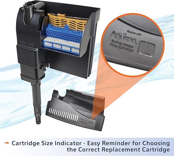 Aqueon SmartClean Power Filter with EcoRenew Filter Cartridge, Quick and Easy Water Changes, Quiet Operation, Adjustable Flow, for 30-50 Gallon Freshwater and Saltwater Aquariums, Large