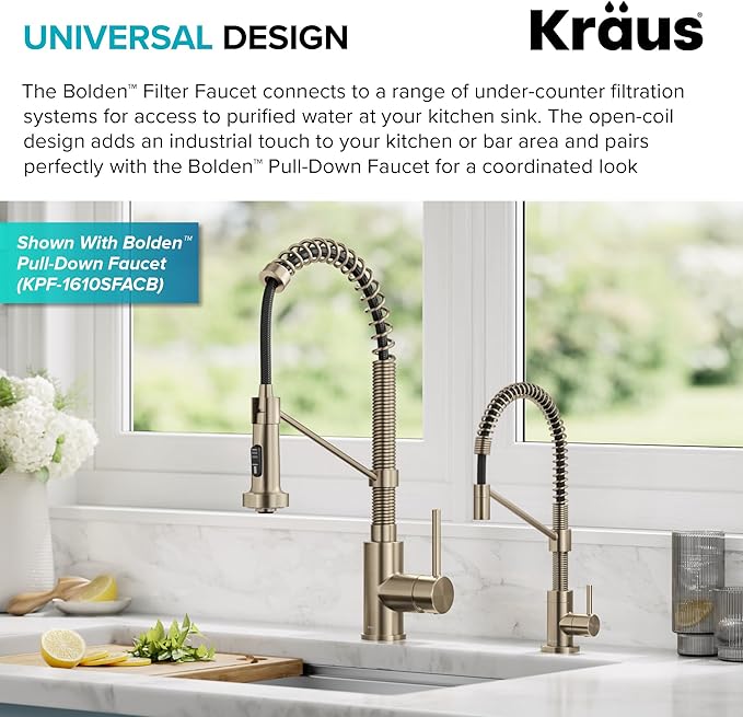 KRAUS Bolden Single Handle Drinking Water Filter Faucet for Reverse Osmosis or Water Filtration System in Spot-Free Antique Champagne Bronze, FF-104SFACB
