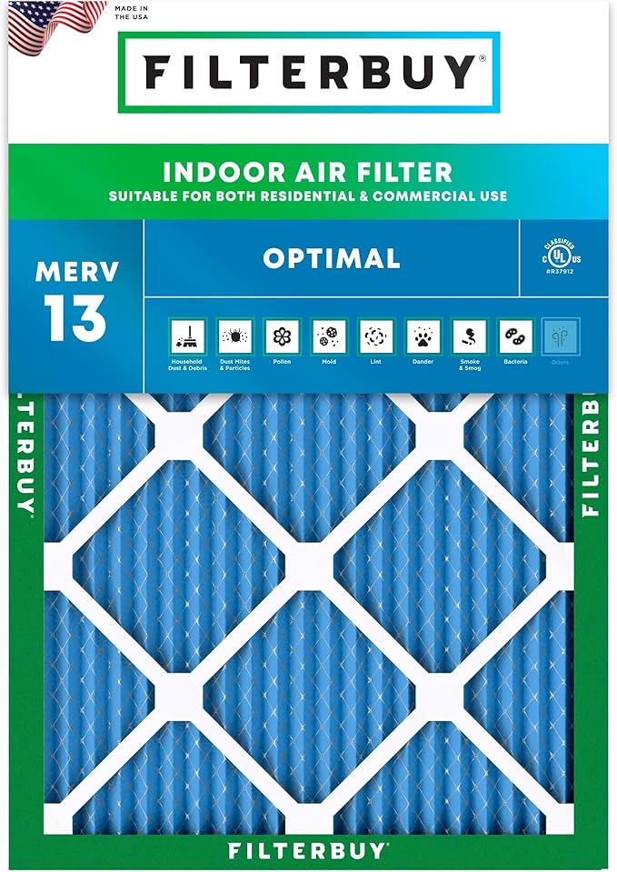 Filterbuy 24x30x1 Air Filter MERV 13 (MPR 1900) Health Defense Replacement (1-Pack), Electrostatic Pleated HVAC AC Furnace Filters, Made in USA (Actual Size: 23.88 x 29.88 x 0.75)