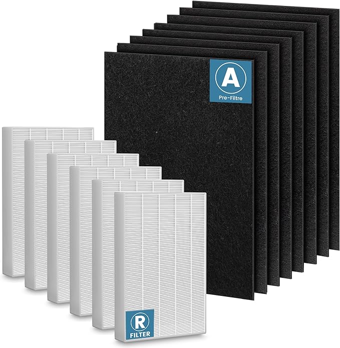 HPA300 HEPA Filter Replacement for Honeywell HPA300 Series Air Purifiers, HPA300, HPA304, HPA300VP, HPA3300b, Replace HRF-R3(6 Ture HEPA R Replacement Filter + 8 Activated Carbon Pre-Filter)