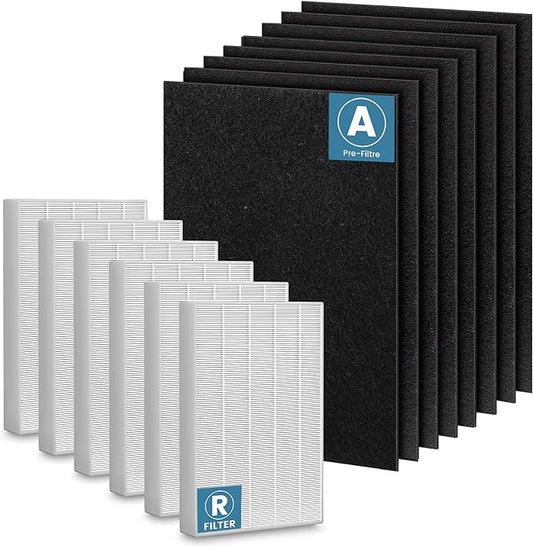 HPA300 HEPA Filter Replacement for Honeywell HPA300 Series Air Purifiers, HPA300, HPA304, HPA300VP, HPA3300b, Replace HRF-R3(6 Ture HEPA R Replacement Filter + 8 Activated Carbon Pre-Filter)