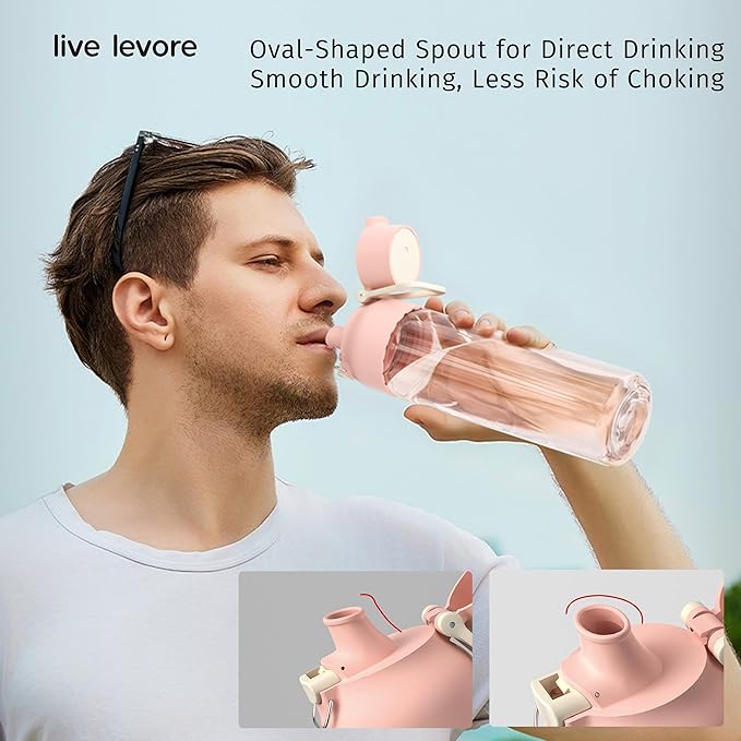 750ml Leak Proof Water Bottle with Flip Top Lid, BPA-Free USA Tritan Drink Bottle, Dishwasher Safe for Office, Outdoor & Daily Use (Coral Blush, 1 Pack)