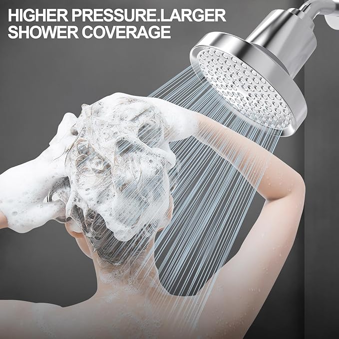 ACNISM Filtered Shower Head - 6” High Pressure Shower Head, Fixed One-Piece, Angle Adjustable with 20-Stage Filter - Softens Hard Water Removes Chlorine, Improves Hair and Skin Problems(Silver)