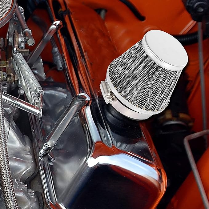 Motoforti 4pcs Universal 50mm Air Filter Cleaner Round Tapered Replacement for Motorcycle Black