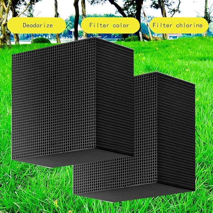 2Pcs Aquarium Cube Filter, Activated Carbon Aquarium for Ponds,Fish Tank,Stock Tank for Horses,4X4X2 Inch，eco Aquarium Water Purifier Cube