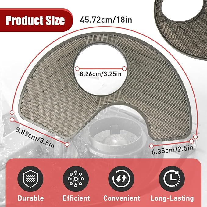 2-Pack WPW10463906 Dishwasher Screen Filter- Compatible with Whirlpool KitchenAid Amana Maytag Kitchen Dishwashers - Replaces WPW10195360,2312301,PS11755148,AP6021820