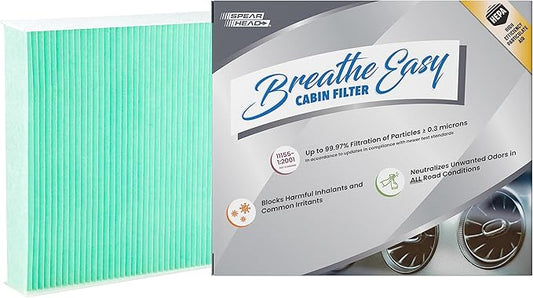 Spearhead HEPA Breathe Easy Cabin Filter, Up to 99.97% Filtration of 0.3 Micron Particles w/No Airflow Reduction (BE-157H)