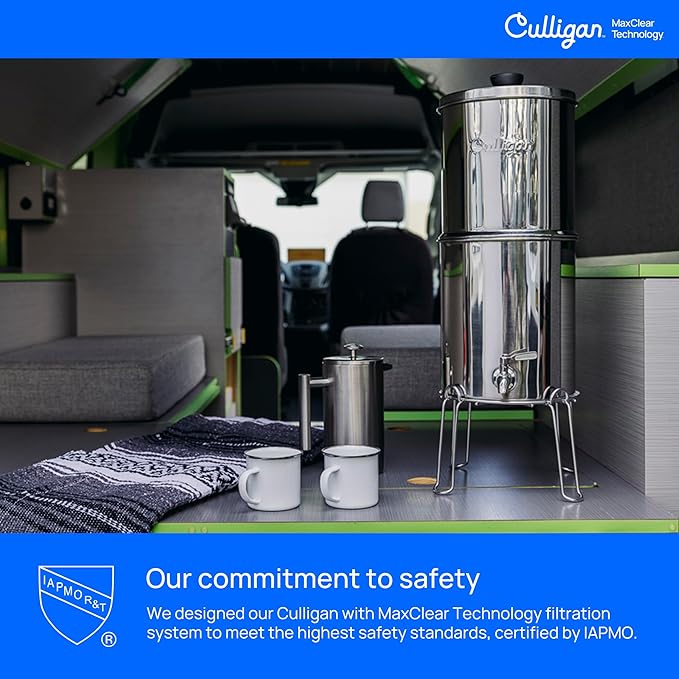 Culligan MaxClear 7” Gravity Water Filter Replacement Compatible with Berkey Water Filter Systems, Ceramic & Carbon Gravity Filter NSF/ANSI Certified, Reduce Total PFAS, Microplastics & Lead, 4-Pack