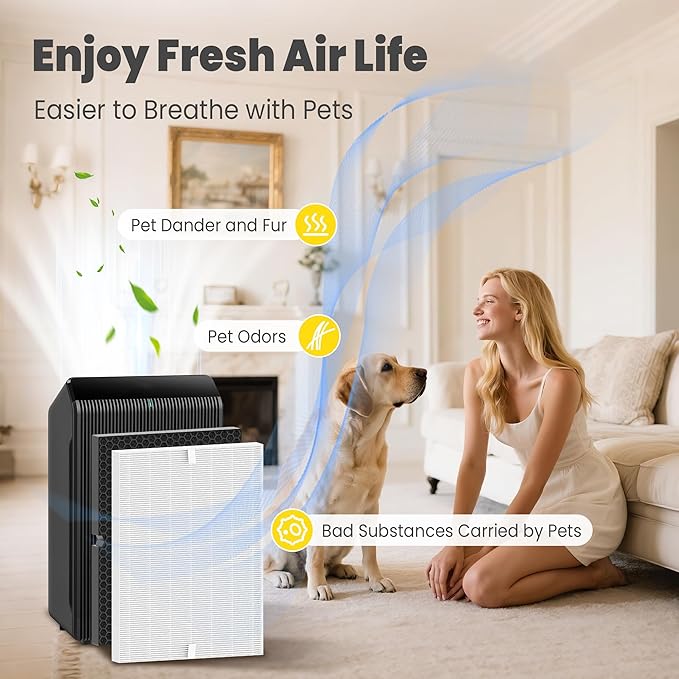 116130 Replacement Filter H for Winix 5500-2 AM80 Plasmawave Air Purifier, Includes 4 Pack True HEPA Filter and 4 Pack Activated Carbon Filter