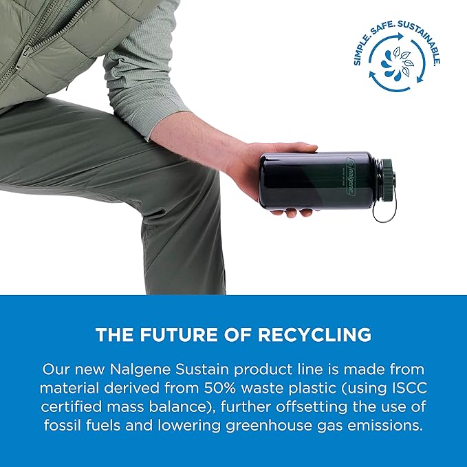 Nalgene Leak Proof Tritan BPA-Free Water Bottle - 32 oz Wide Mouth - Made in the USA for Outdoor Use & Daily Hydration (Jade)