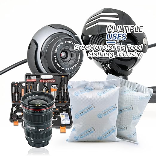 10Pcs 100 Gram Silica Gel Packets, Dessicant Packs for Storage, Pure and Safe Desiccant, Moisture Absorber Silica Gel Beads Packs for Moisture Control