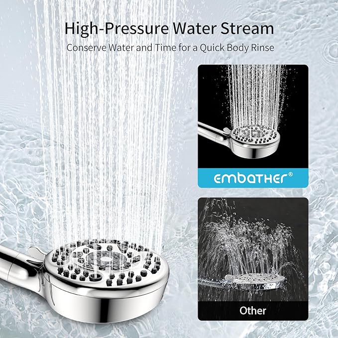 Filtered Shower Head with Handheld, 9 Spray Mode High Pressure Shower Head with 4 Filters, Hard Water Filter Showerhead - Remove Chlorine, Chrome