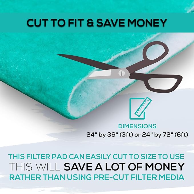 Aquarium Polishing Filter Pad 100 Micron Filters - Media Pads - Cut to Fit 24" by 36" - for Fish Tanks, Aquaculture, Hydroponics - USA Manufacturer (4 Pack)