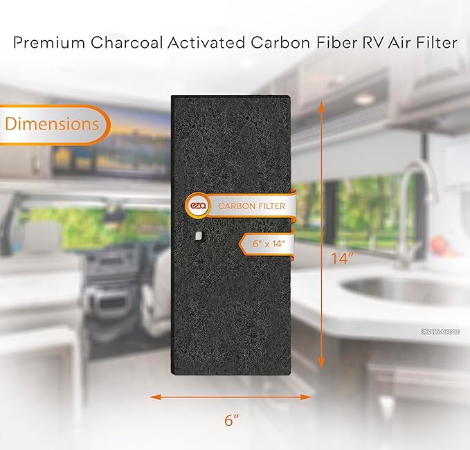 RV Premium Charcoal Activated Carbon Fiber Air Conditioner Filter - Air Duct AC Carbon Filter Replacement for RV AC Vent (2 Pack, 6" x 14")
