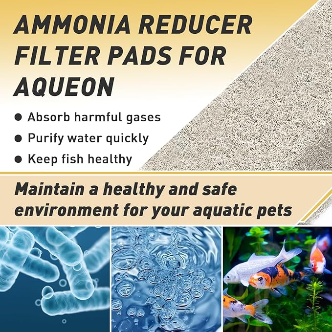 12 Count Ammonia Reducer Filter Pads for Aqueon - Replacement Filter Cartridges Small for Aqueon QuietFlow LED PRO Model 10