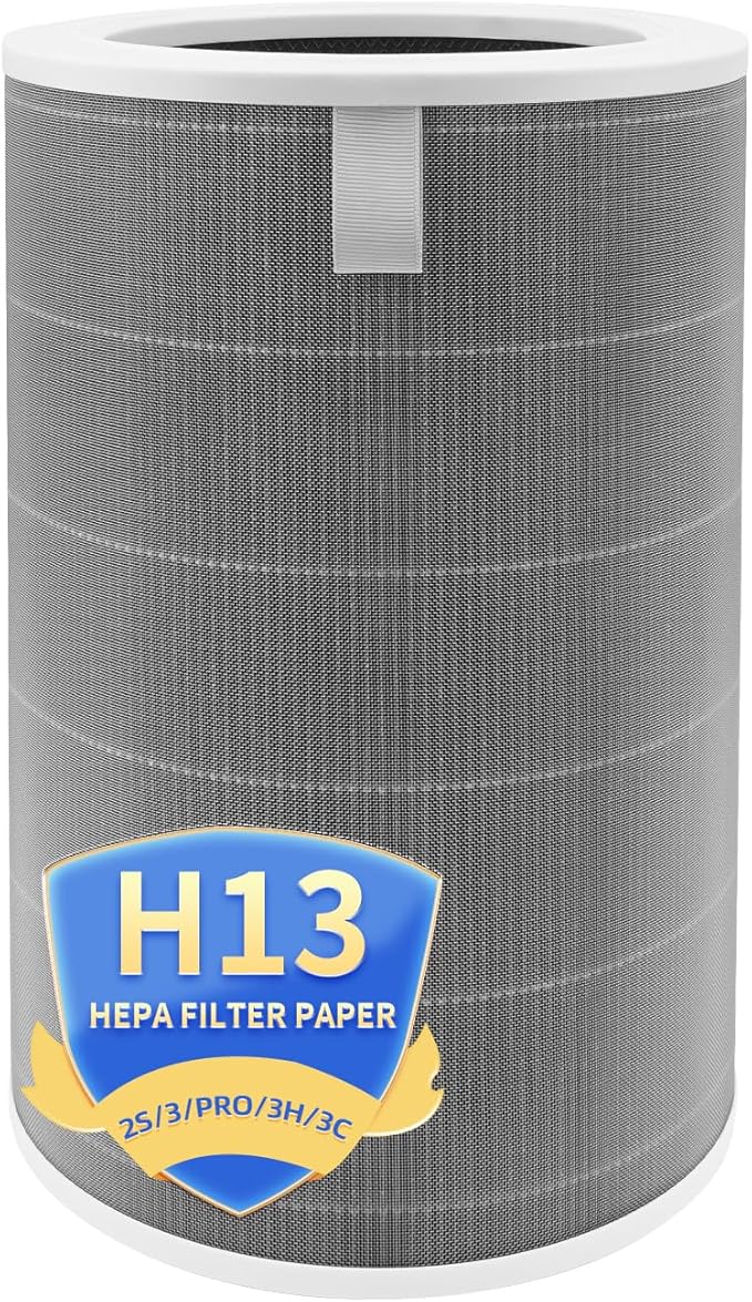 M8R-FLH Replacement Filter Compatible With xiaomi 3/3C/3H,2C/2H/2S/Pro Air Purifieri,H13 HEPA 3-Layer Filteration Activated Carbon Filter