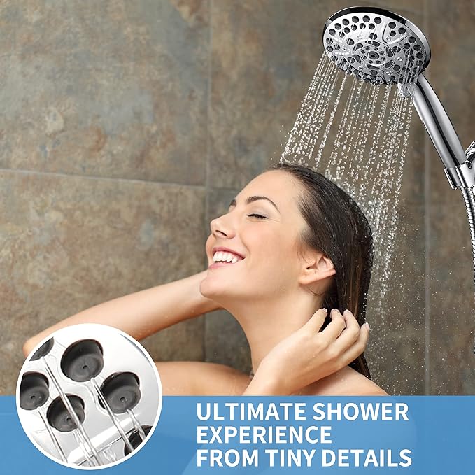 10 Spray Shower Head with Handheld,High Pressure shower heads with Handheld Spray Combo,Hand Held Shower Head with 60 Inch Long Hose (Chrome)