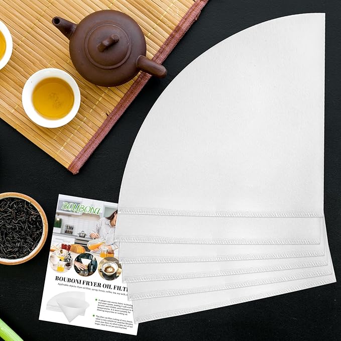 10" Fryer Oil Filter 75pcs Non Woven Cooking Oil Filter Grease Filters for Deep Fryer Maple Syrup Filter Cones White Beeswax Filters for Hotels Restaurants Cafes Food Trucks Kitchens