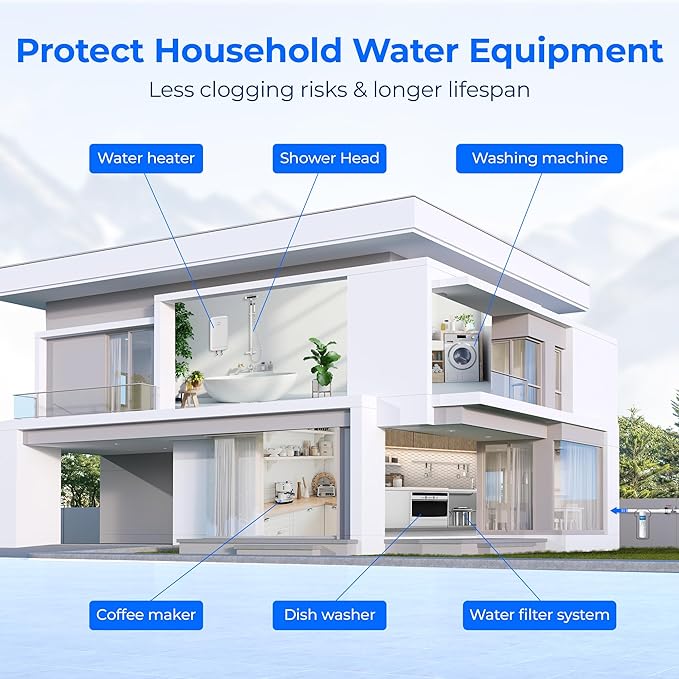 Waterdrop 5 Micron 10" x 2.5" Whole House Water Filter Replacement Cartridge, Sediment Water Filter Replacement for Any 10 inch RO Unit, Aqua-Pure® AP110, Culligan® P5, WHKF-GD05, 4 Pack