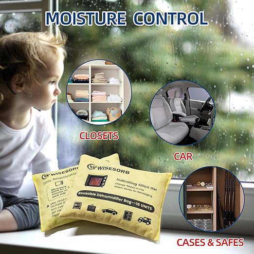 Rechargeable Gun Safe Dehumidifier, Indicating Desiccant Packs with Transparent Window for Storage Reusable Silica Gel Packets Moisture Absorbers Safe Dehumidifier (500 Gram, 2 PACK)