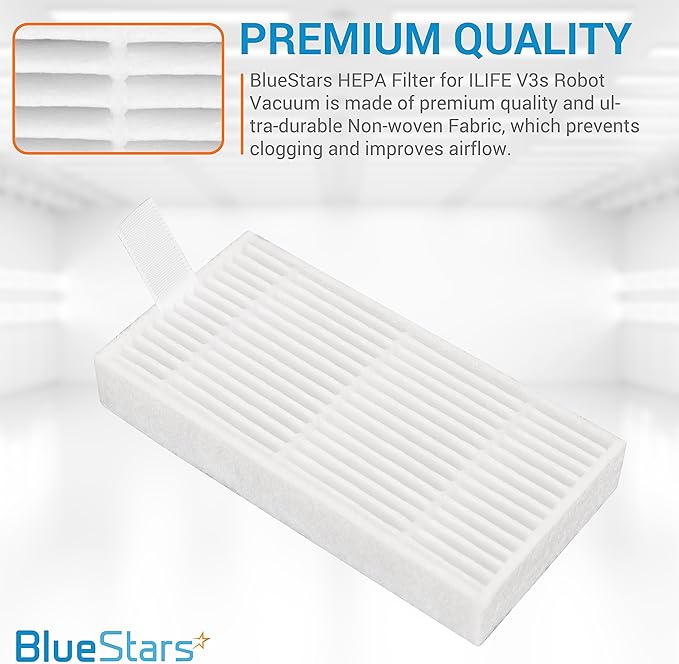 BlueStars 10pcs HEPA Filters Replacement for ILIFE V3s V3s pro V5 V5s V5s Pro V5s Pro 2 V5s Plus Noisz S5 Robotic Vacuum Cleaner - Filters ILIFE Robot Vacuum Filter