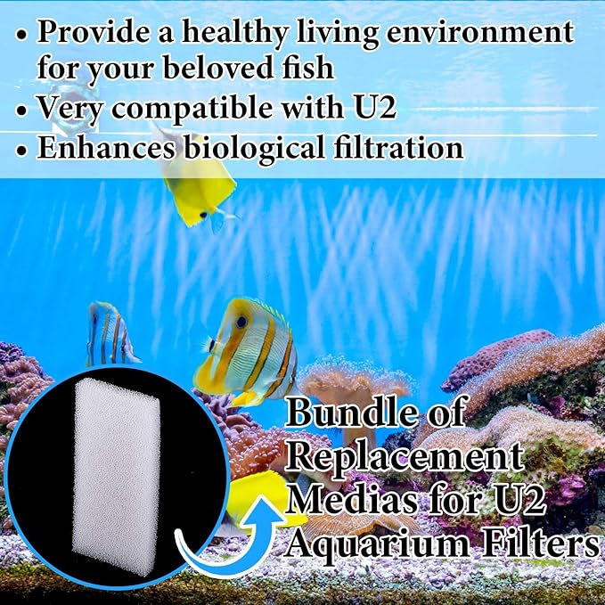 Nosiny 10pcs Filter Foam Pad Compatible with Fluval U2 Underwater Sponge Aquarium Underwater Filter Accessories Compatible for Aquarium, Fish Tank
