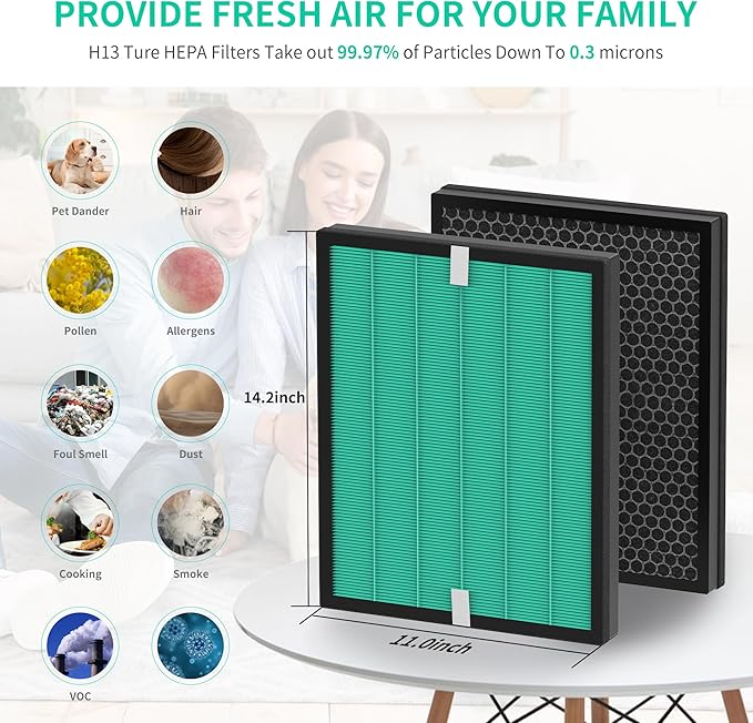 2 Pack Upgraded Airmega 150 Filter Replacement Compatible with Coway Airmega 150 (AP-1019C) & Airmega 160 Air Purifiers, True HEPA and Enhanced Activated Carbon Filter, AP-1019C-FP (Enhanced 150)