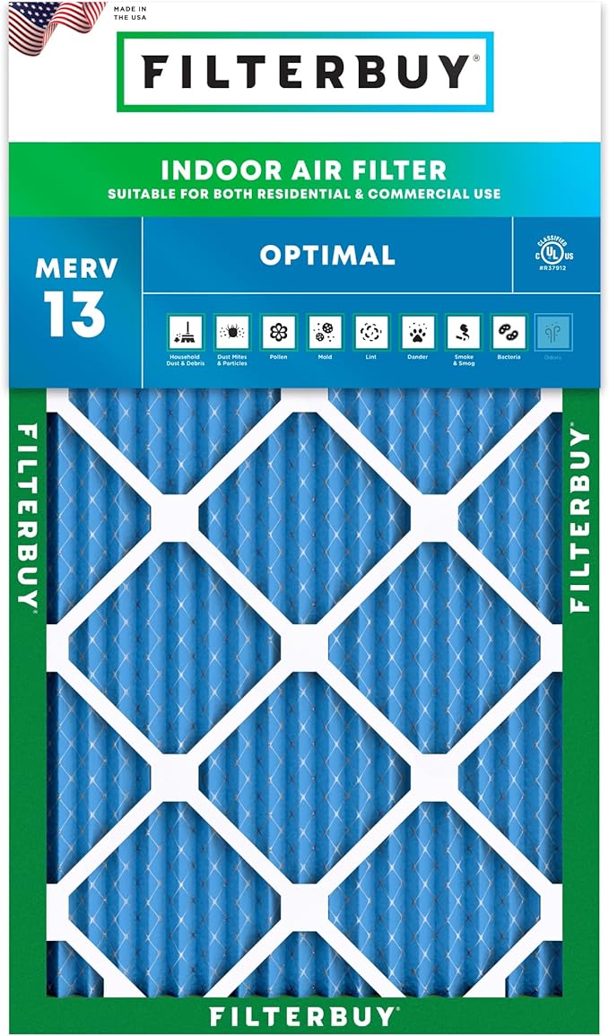 Filterbuy 20x36x1 Air Filter MERV 13 (MPR 1900) Health Defense Replacement (1-Pack), Electrostatic Pleated HVAC AC Furnace Filters, Made in USA (Actual Size: 19.75 x 35.75 x 0.75)