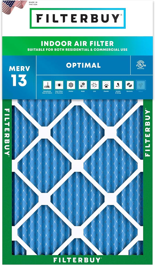 Filterbuy 20x36x1 Air Filter MERV 13 (MPR 1900) Health Defense Replacement (1-Pack), Electrostatic Pleated HVAC AC Furnace Filters, Made in USA (Actual Size: 19.75 x 35.75 x 0.75)