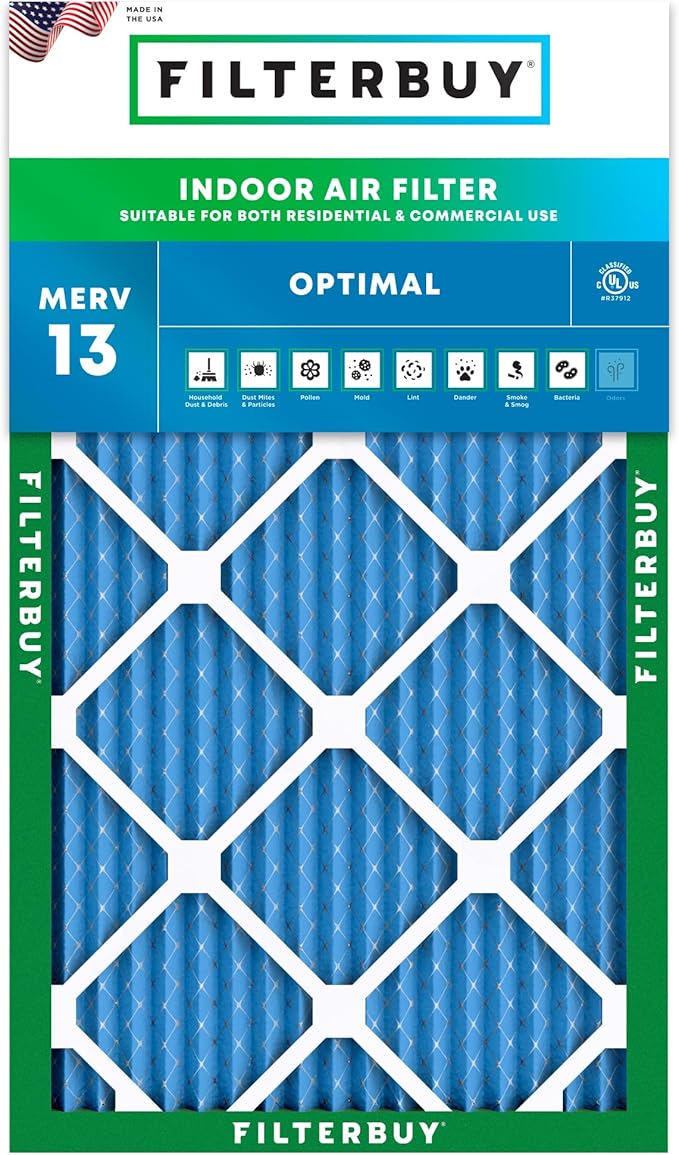 Filterbuy 16x36x1 Air Filter MERV 13 (MPR 1900) Health Defense Replacement (1-Pack), Electrostatic Pleated HVAC AC Furnace Filters, Made in USA (Actual Size: 15.75 x 35.75 x 0.75)