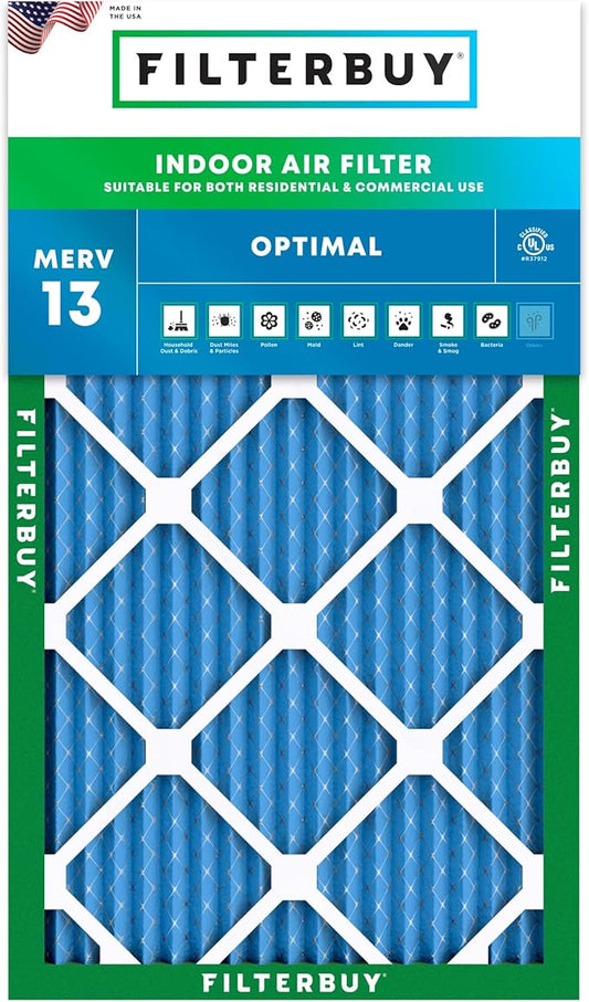 Filterbuy 10x25x1 Air Filter MERV 13 (MPR 1900) Health Defense Replacement (1-Pack), Electrostatic Pleated HVAC AC Furnace Filters, Made in USA (Actual Size: 9.75 x 24.75 x 0.75)