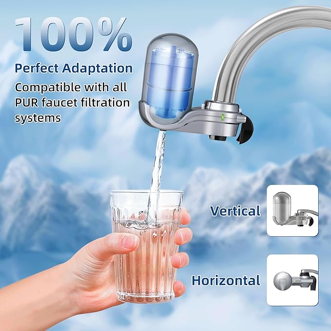 Faucet Water Filter Replacement For PUR, PUR PLUS Faucet Filtration Systems, Fit Sink RF-9999, FM-3700, FM-2500V, PFM400H, RF-3375, Faucet Mount Water Filters 6 Pack