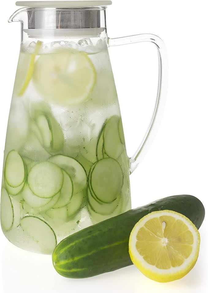 FORLIFE 838-A-ICE Flask Glass Tea Jug Pitcher, 64 oz, Ice