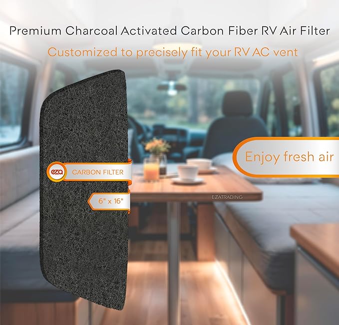 RV Premium Charcoal Activated Carbon Fiber Air Conditioner Filter - Air Duct AC Carbon Filter Replacement for RV AC Vent (2 Pack, 6" x 16")
