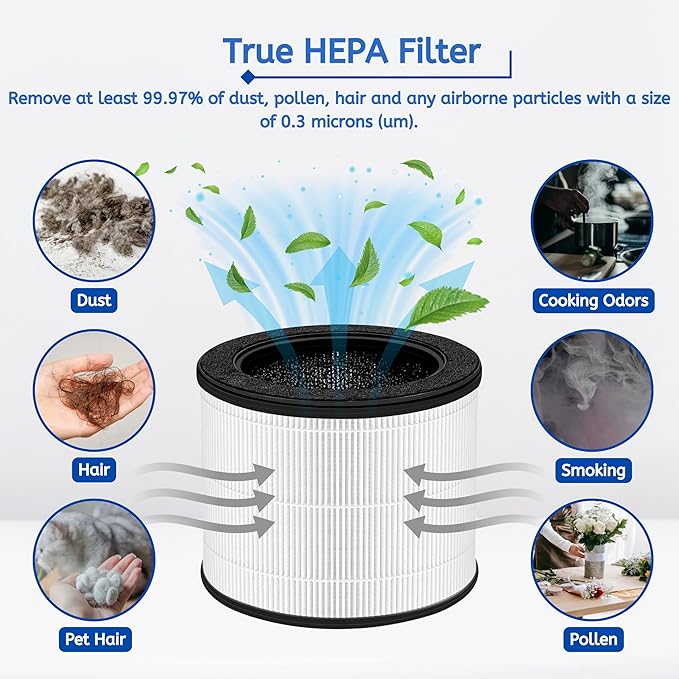 Nispira Airmega 100 3-in-1 True HEPA Activated Carbon Filter Replacement For Coway Airmega 100 Air Purifier 3 Packs