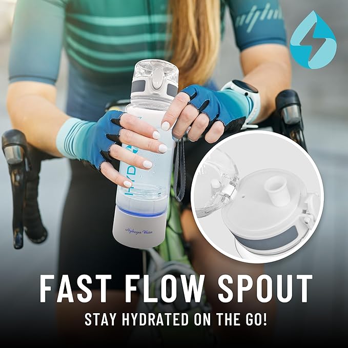 Hydrogen Water Bottle – 2-in-1 Portable Hydrogen Water Generator – Bottle with Flip Top Lid – SPE/PEM Technology – BPA-Free Tritan – Self Cleaning Function
