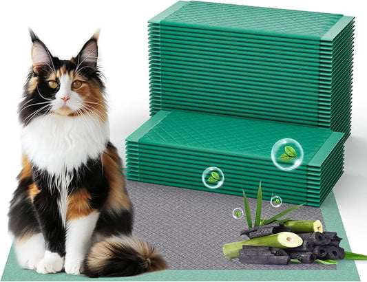 Gardner Pet Cat Pads Refills for Litter Box 40Counts, 16.9"x11.4" Odor Control Unscented Cat Pee Pads, Cat Liiter Pads with Activated Carbon for Breeze Litter System(Green)