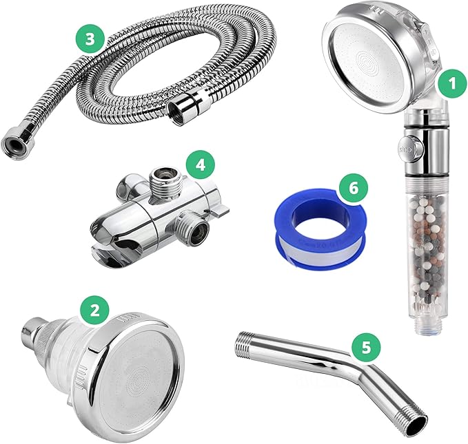 Original StoneStream EcoPower High Pressure Handheld Shower Head + Wall Showerhead Combo