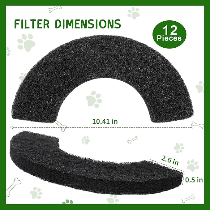 12 Pack Carbon Filters Compatible with Model 4, Cat Litter Box Filters Replacement to Absorb Odors Control Damp from Pets and Keep Home Fresh