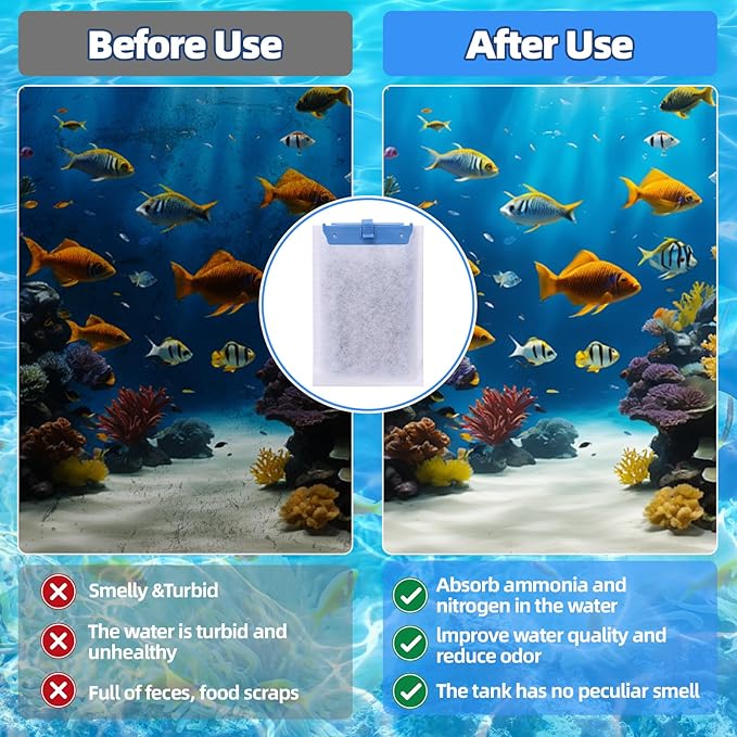 10-Pack Large Replacement Filter Cartridges Compatible with Tetra Whisper Bio-Bag for Whisper 20i, 40i, IQ20, IQ30, IQ45, IQ60, PF20, PF30, PF40, PF60 – Keeps Aquarium Water Clean & Clear