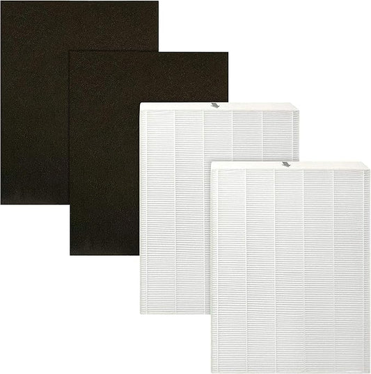 Fette Filter - Premium True Hepa H13 Filters Compatible with Oreck Airinstinct 75, 100, 108, 150, 200 Air Purifers 2 True HEPA & 2 Activated Carbon Replacement Filters.
