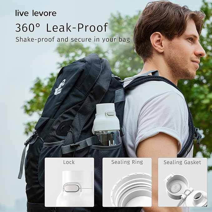 750ml Leak Proof Water Bottle with Flip Top Lid, BPA-Free USA Tritan Drink Bottle, Dishwasher Safe for Office, Outdoor & Daily Use (White, 1 Pack)