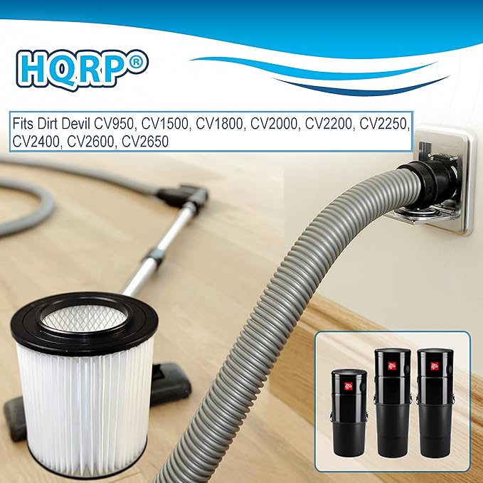 HQRP 2-pack 7" Filter compatible with Dirt Devil Pro 390, 590, 690, 890, 990, Platinum Force 299e H-P Central Vacuum Systems, 8106-01 Replacement