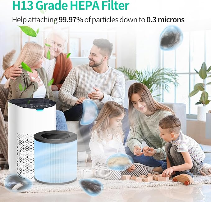 Enhanced MJ003HD Replacement Filter Compatible with POMORON MJ003HD Air Purifier 4-in-1 H13 HEPA and Activated carbon Filters,Mj003hd-RF 2park filters and 10 Aroma Pads