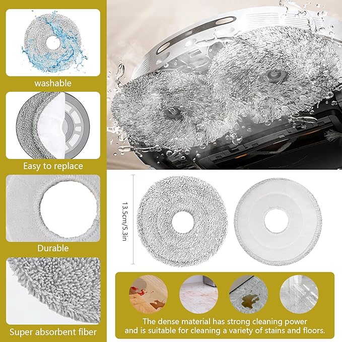 Yivy 28PCS Replacement Parts for Dreame L20 Ultra/L20 Ultra Complete, L30 Ultra/L30 Ultra Complete, Vacuum Cleaner Accessory Kit: 2 Main Brushes, 6 Side Brushes, 4 HEPA Filters, 6 Dust Bags, 8 Wipes