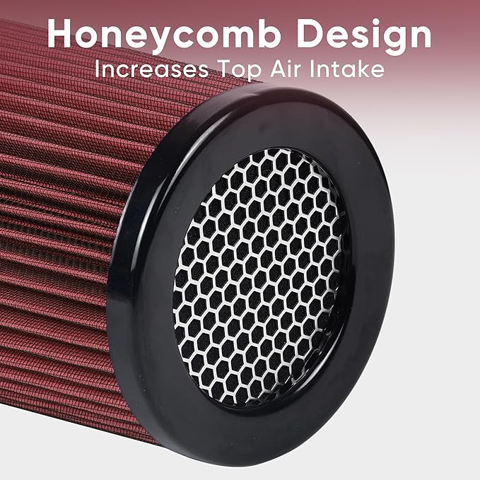 4 Inches Cold Air Intake Filter 3" or 3.5" or 4" High Performance Washable Clamp-On Replacement Cone Air Filter 3 in 1 Size Red