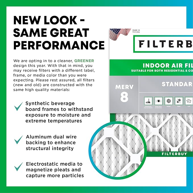 Filterbuy 12x18x2 Air Filter MERV 8 (MPR 700) Dust Defense Replacement (1-Pack), Electrostatic Pleated HVAC AC Furnace Filters, Made in USA (Actual Size: 11.50 x 17.50 x 1.75)